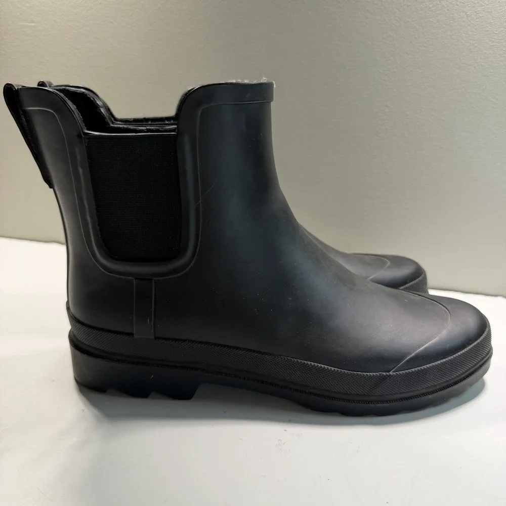 J.Crew Black Chelsea Rain Boots Size 10 Minimalist Chic